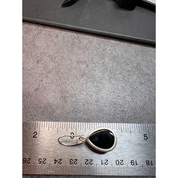 NEW Black onyx sterling silver teardrop earrings 8.12 grams - Picture 10 of 11